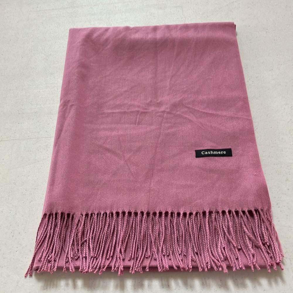 Rosy Pink Cashmere Long Scarf